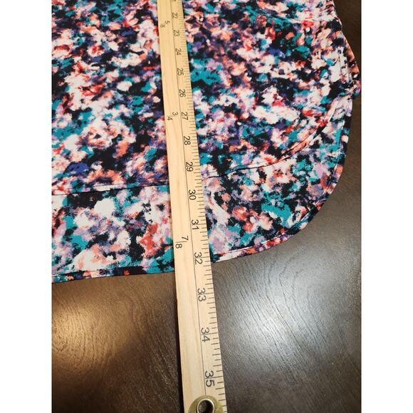 Boutique Women's Multicolor Printed Puff Sleeve High Low V-Neck Blouse Size 2X - Picture 6 of 6